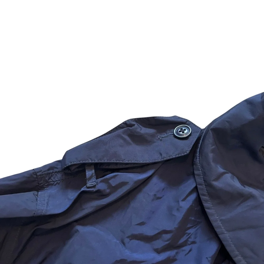 Polo Ralph Lauren Mens Navy Blue Nylon Double Breasted Trench Coat XL Epaulets‎